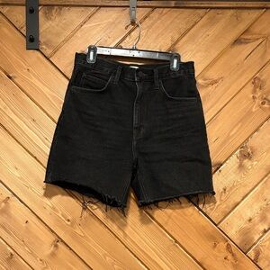 Oak & Fort Black Denim Women's Shorts Distressed Size 28